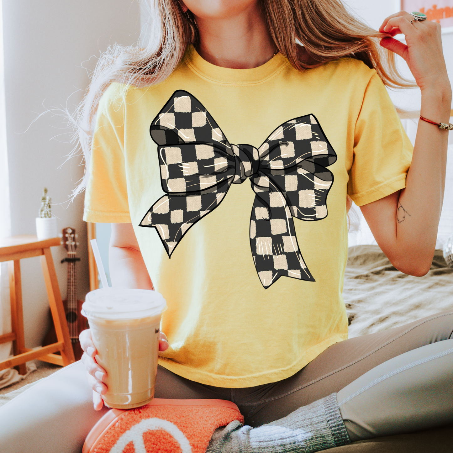 Checkered Bow DTF Transfers