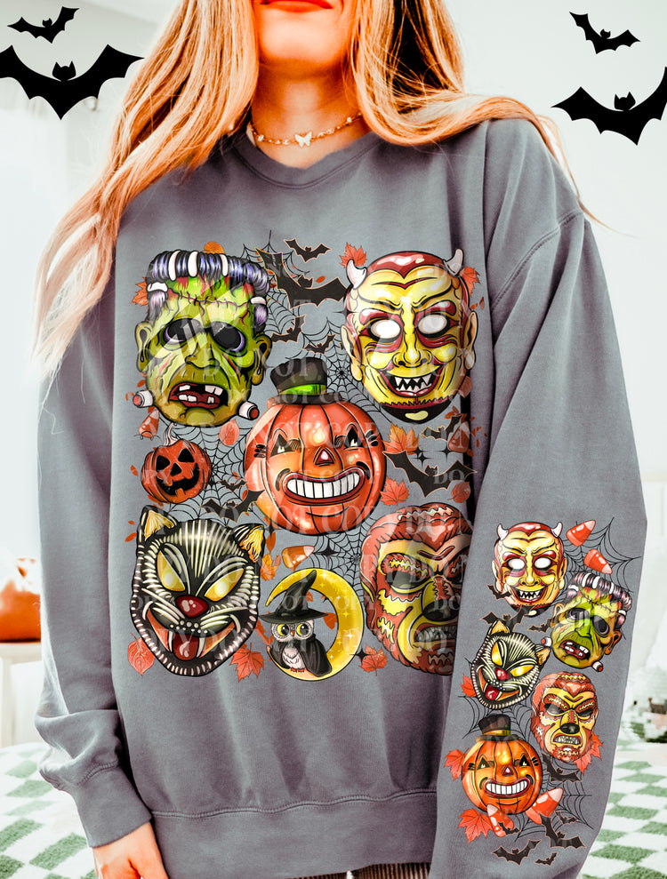 Spooky Monsters Halloween DTF Transfer (SET WITH FRONT + SLEEVE)
