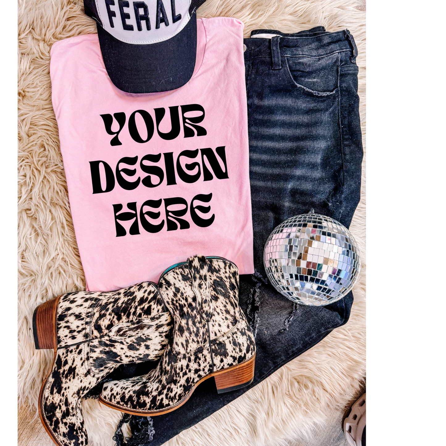 Edgy Western Bella Canva 3001C Mockup - Pink - Shirt Mockup