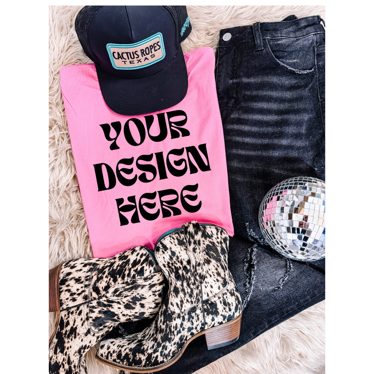 Edgy Western Bella Canva 3001C Mockup - Charity Pink - Shirt Mockup