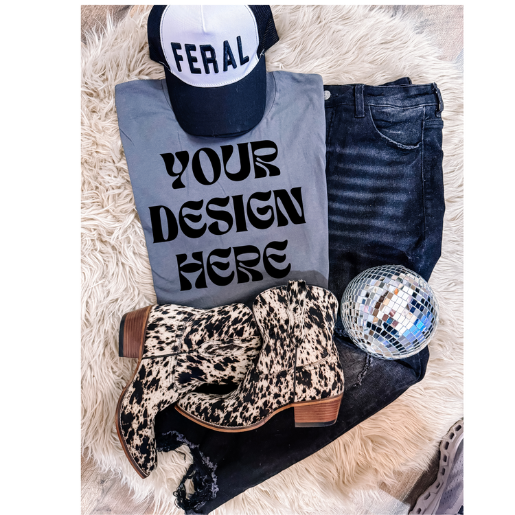 Edgy Western Bella Canva 3001C Mockup - Asphalt - Shirt Mockup