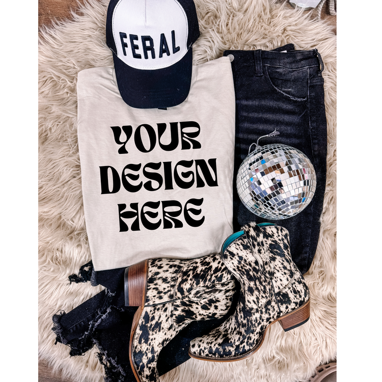 Edgy Western Bella Canva 3001C Mockup - Silver - Shirt Mockup