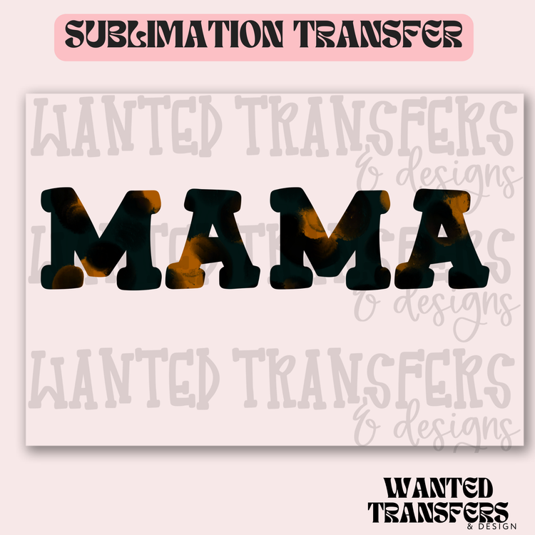 Black and Orange Marbled Mama Exclusive Sublimation Transfer
