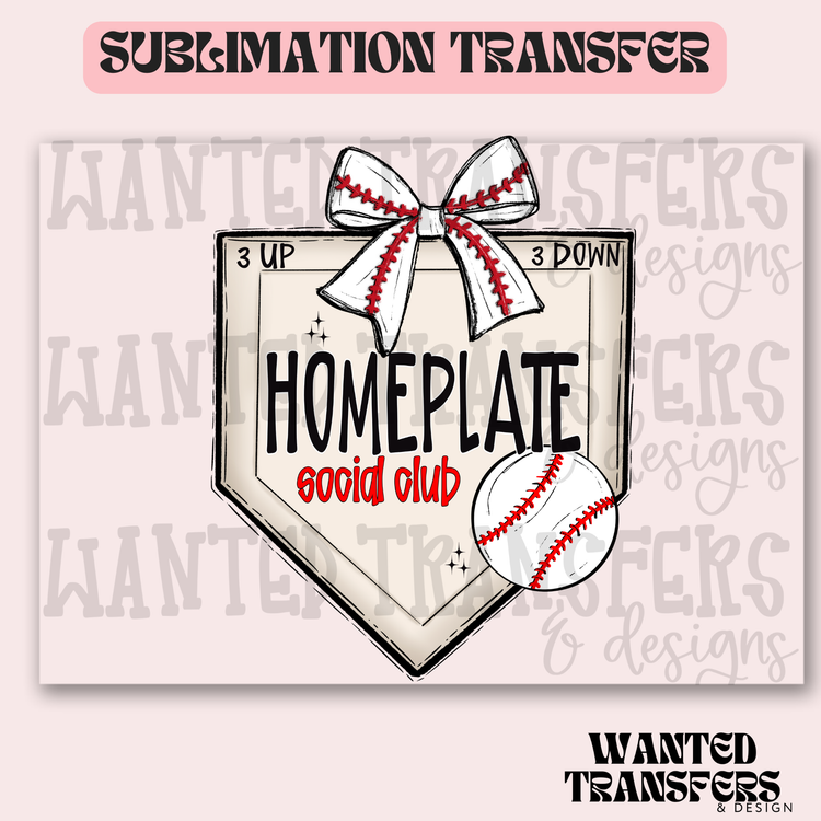 Homeplate Baseball Bow Exclusive Sublimation Transfer