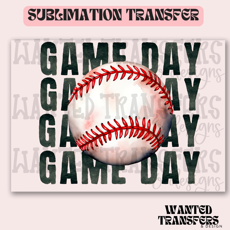Baseball Gameday Black Exclusive Sublimation Transfer