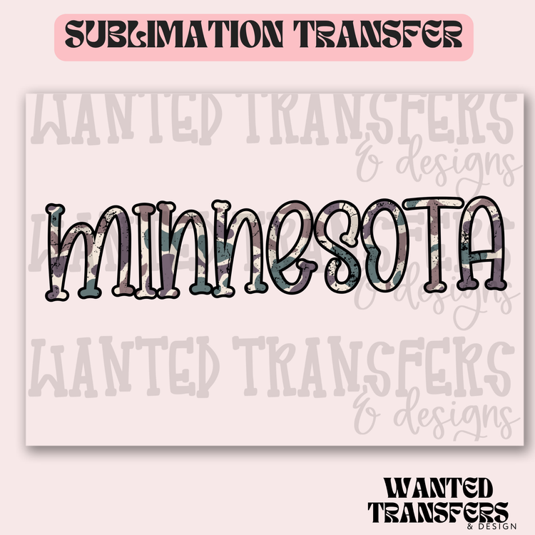 Camo Minnesota Exclusive Sublimation Transfer