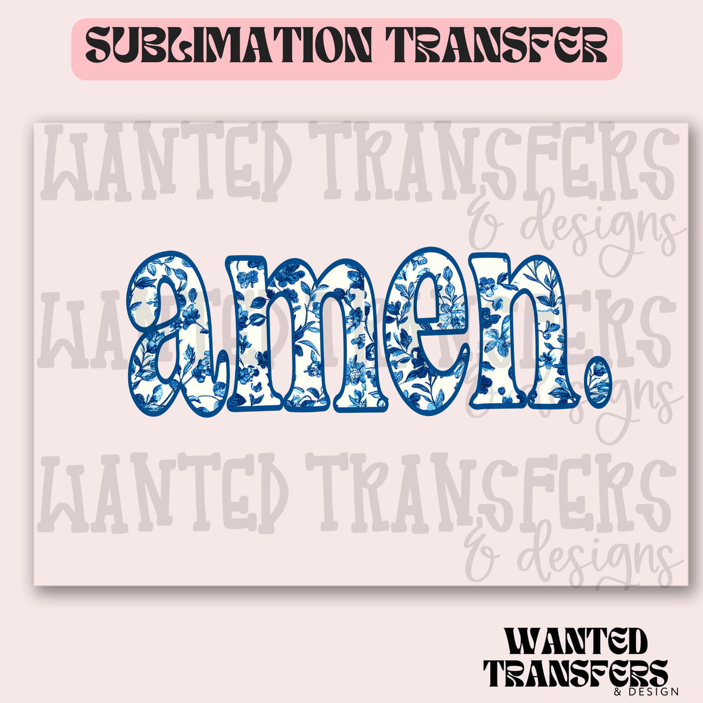 Amen (navy outline) Exclusive Sublimation Transfer