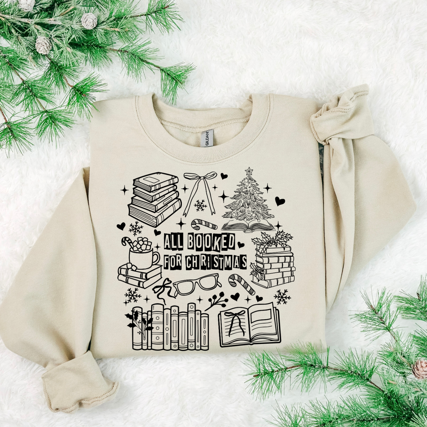 All Booked For Christmas Black DTF Transfer