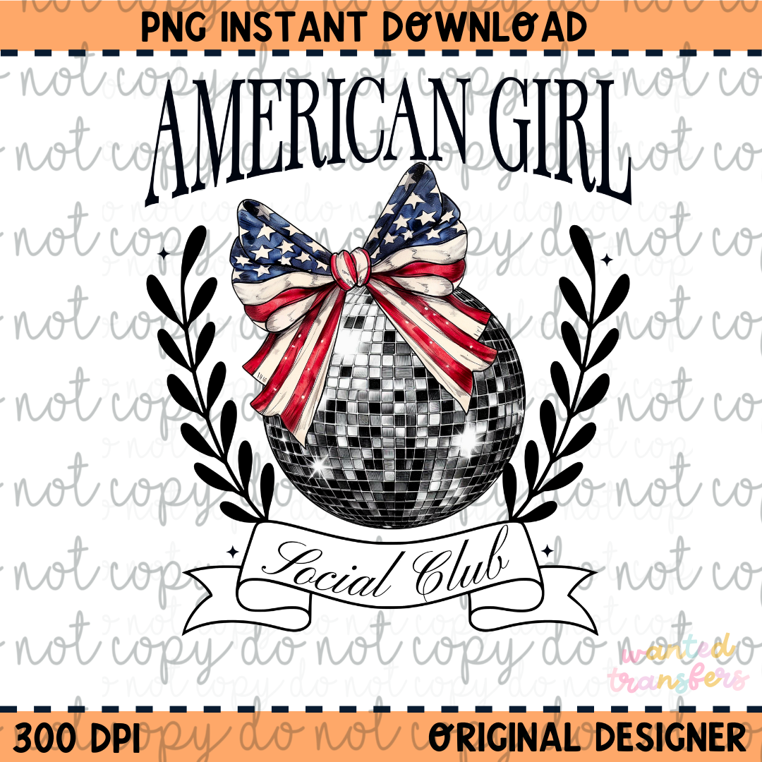 American Girl 4th of July PNG Digital Download