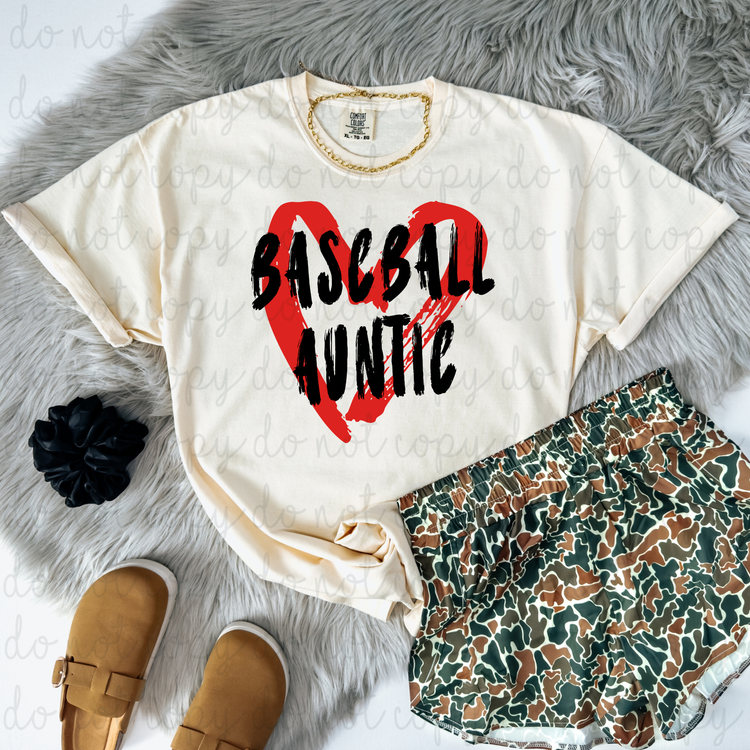 Baseball Auntie Heart DTF Transfer