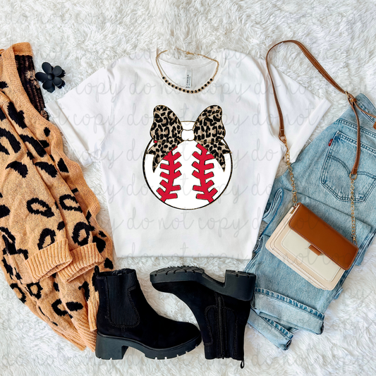 Baseball With A Bow DTF Transfer