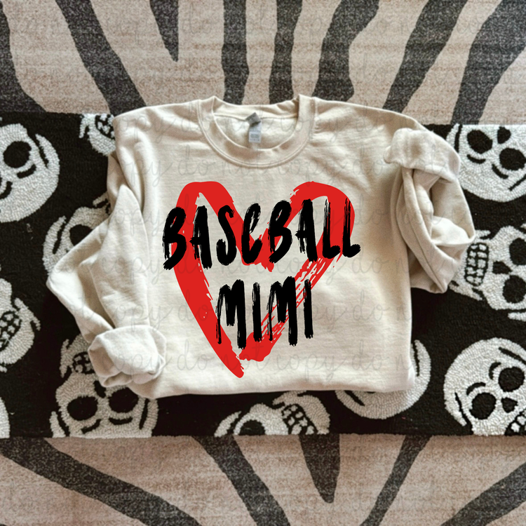 Baseball Mimi Heart DTF Transfer