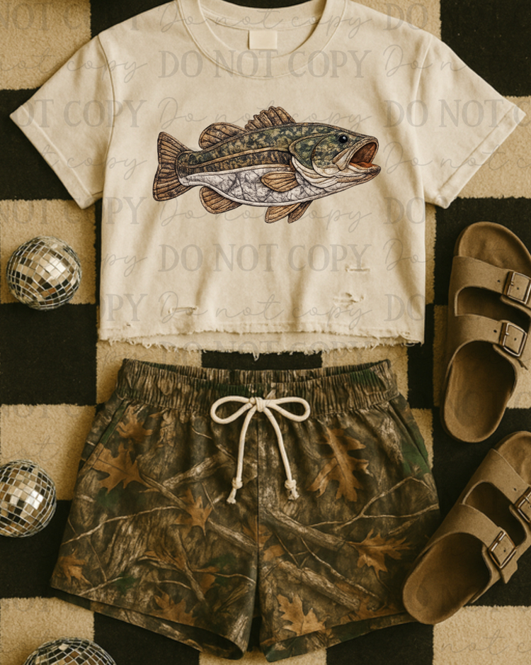 Camo Applique Bass DTF Transfer