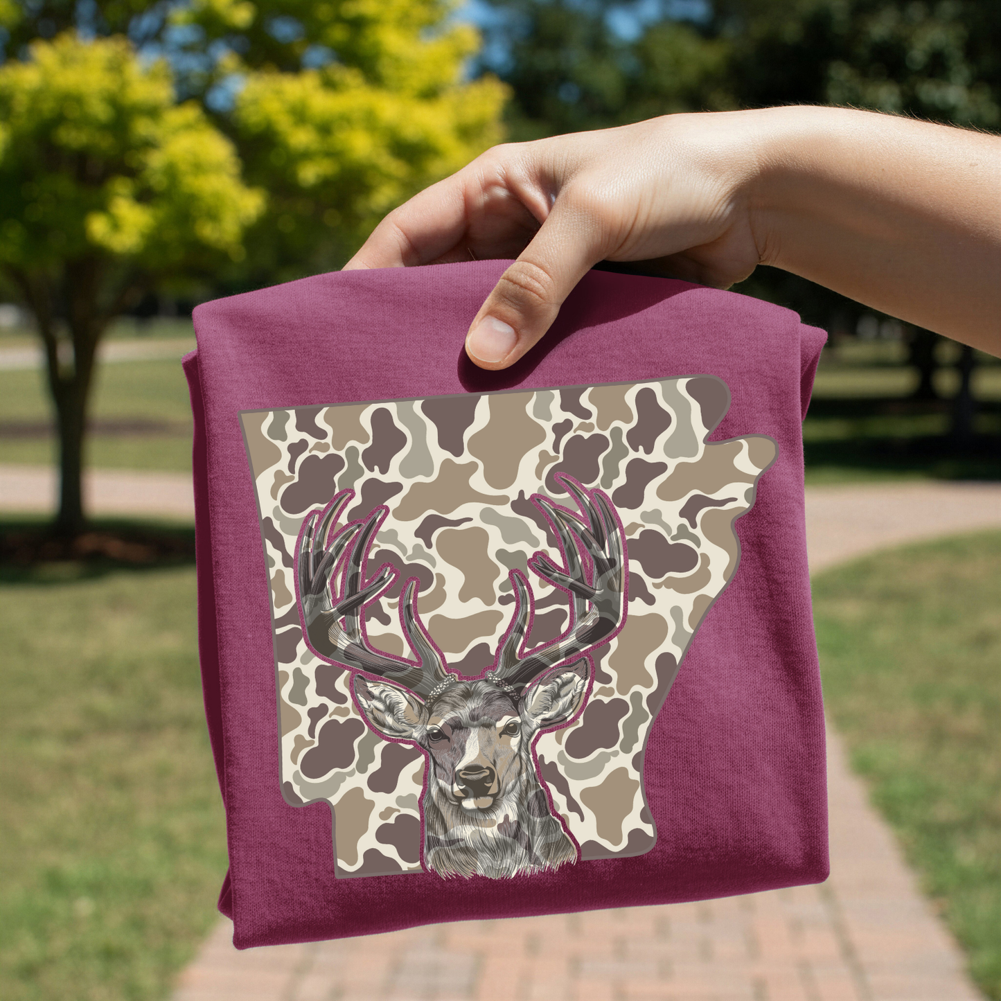 Camo Arkansas Deer Hunt DTF Transfer