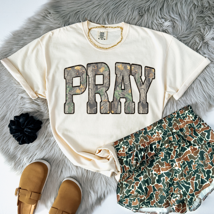 Dark Camo Pray DTF Transfer
