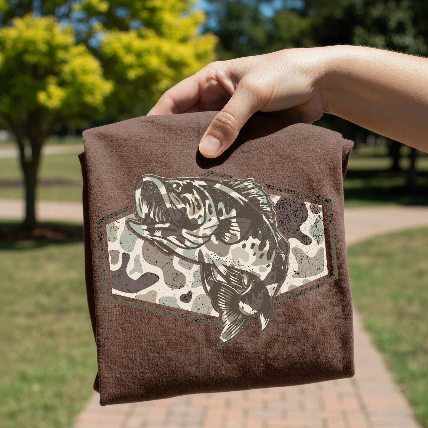 Camo Fish Frame DTF Transfer