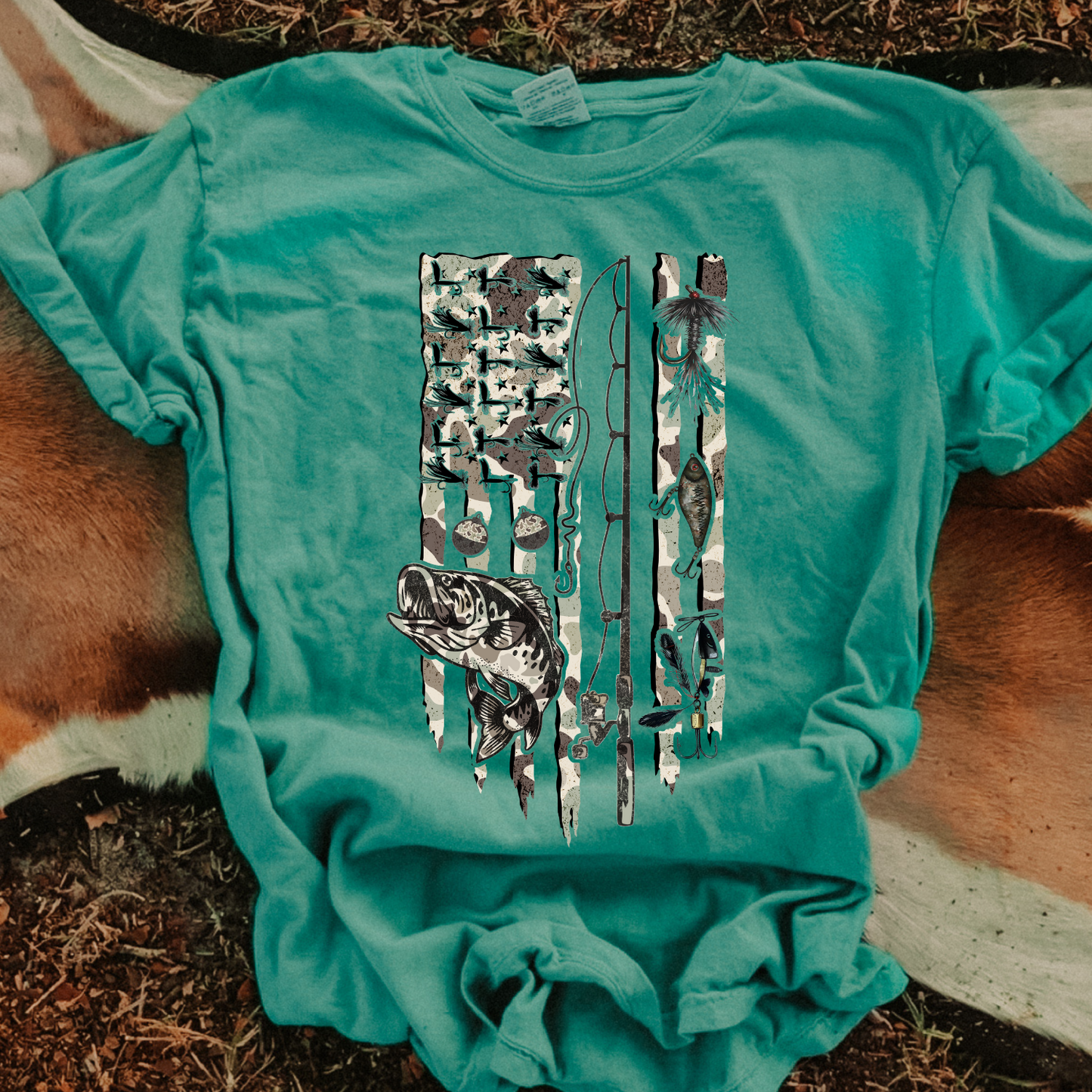 Camo Fish Flag DTF Transfer