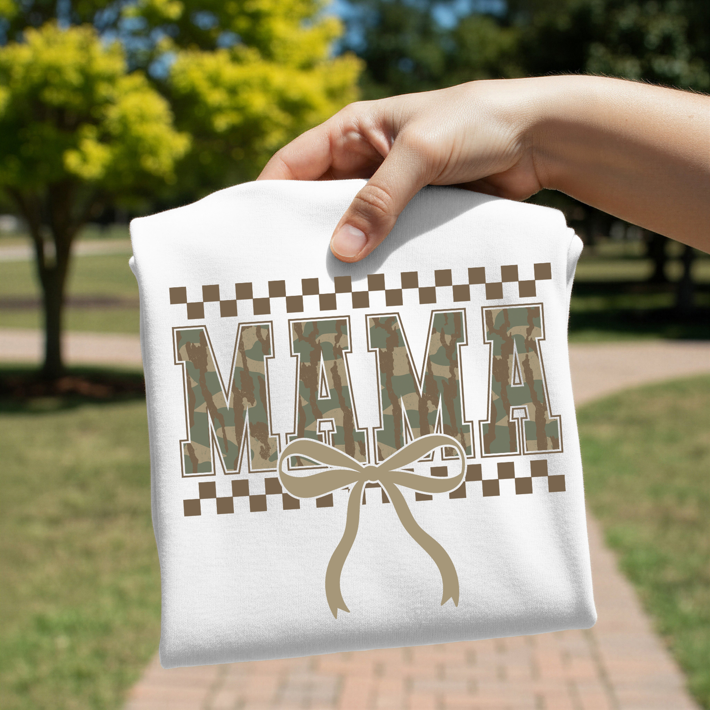 Checkered Camo Mama DTF Transfer