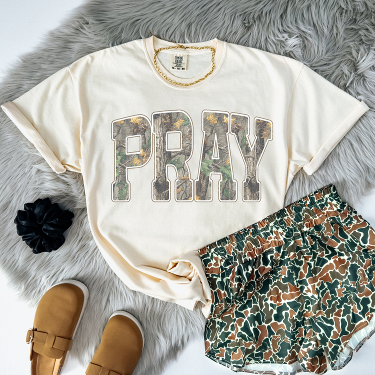 Camo Pray With Brown Outline DTF Transfer