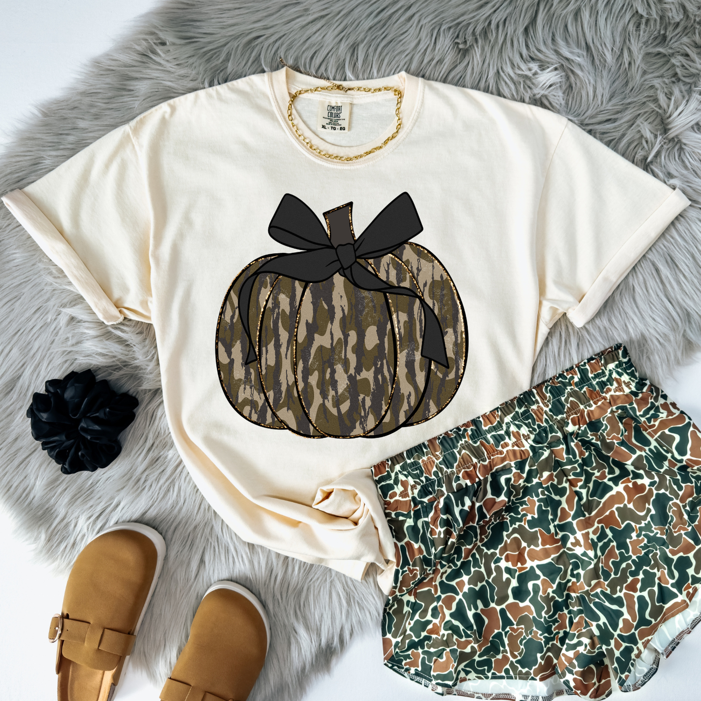 Camo Pumpkin Black Coquette DTF Transfer