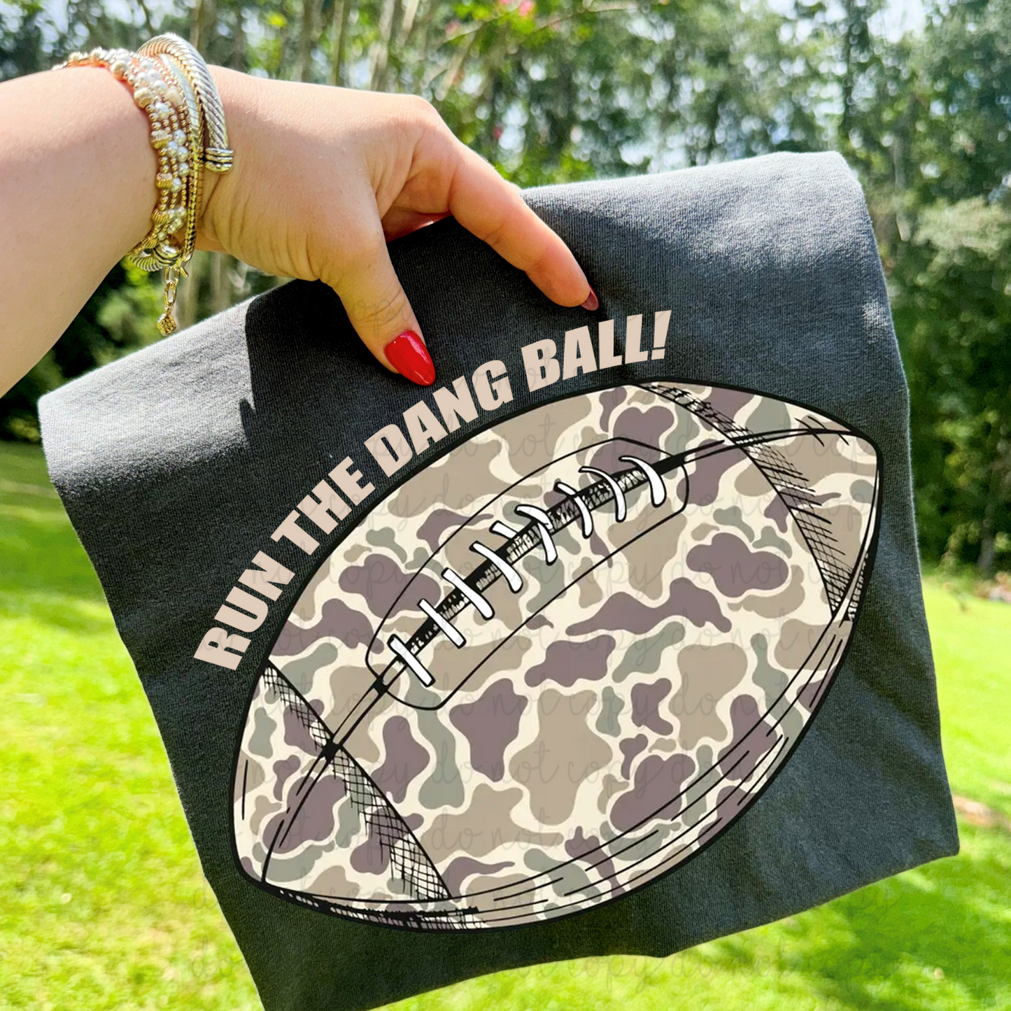 Run The Dang Ball Camo Football DTF Transfer
