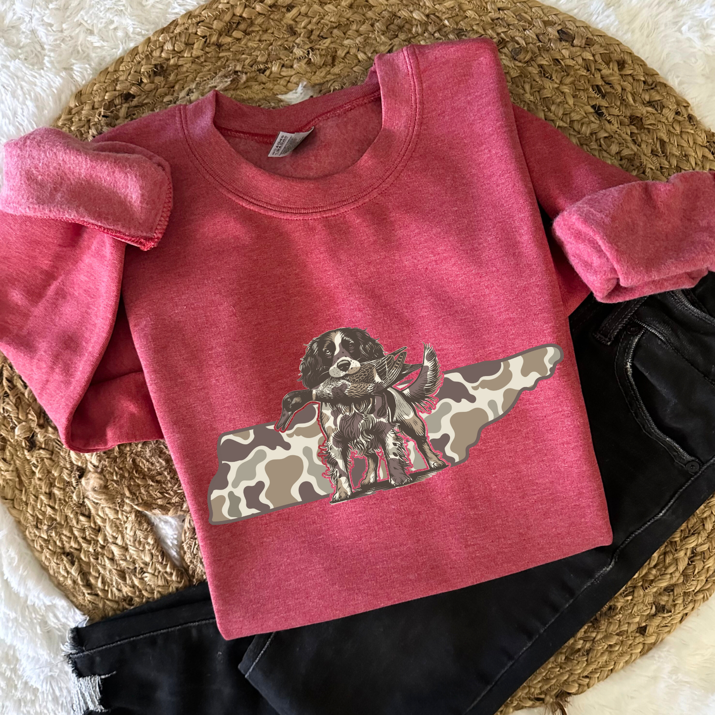 Camo Tennessee Spaniel Hunt DTF Transfer