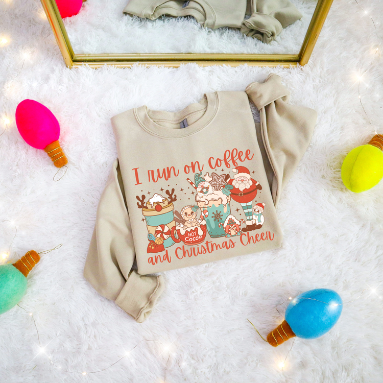 I Run On Coffee And Christmas Cheer DTF Transfer