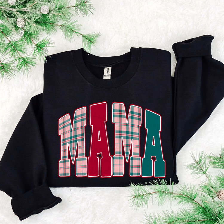 Christmas Plaid Mama DTF Transfer