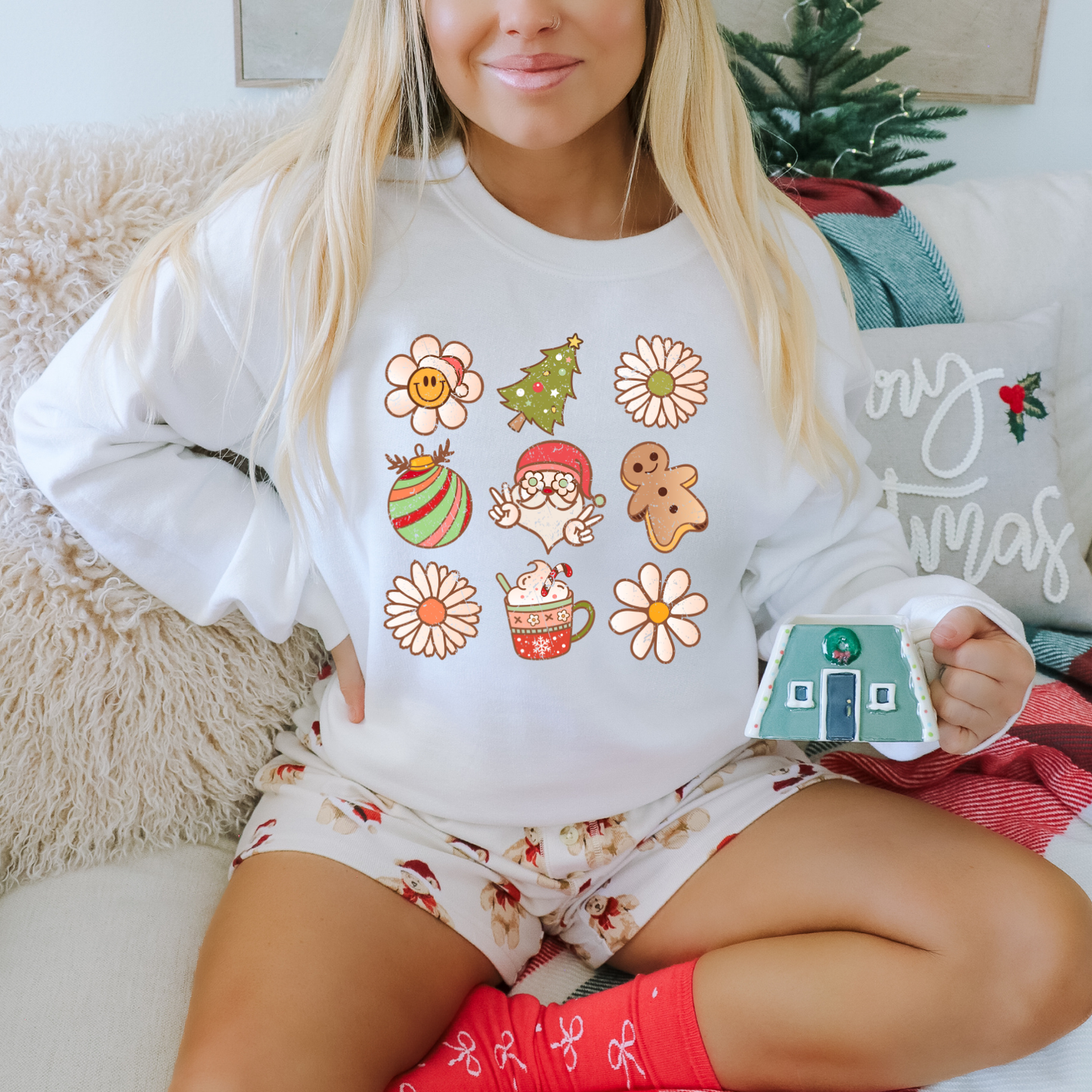 Floral Retro Christmas Collage DTF Transfer