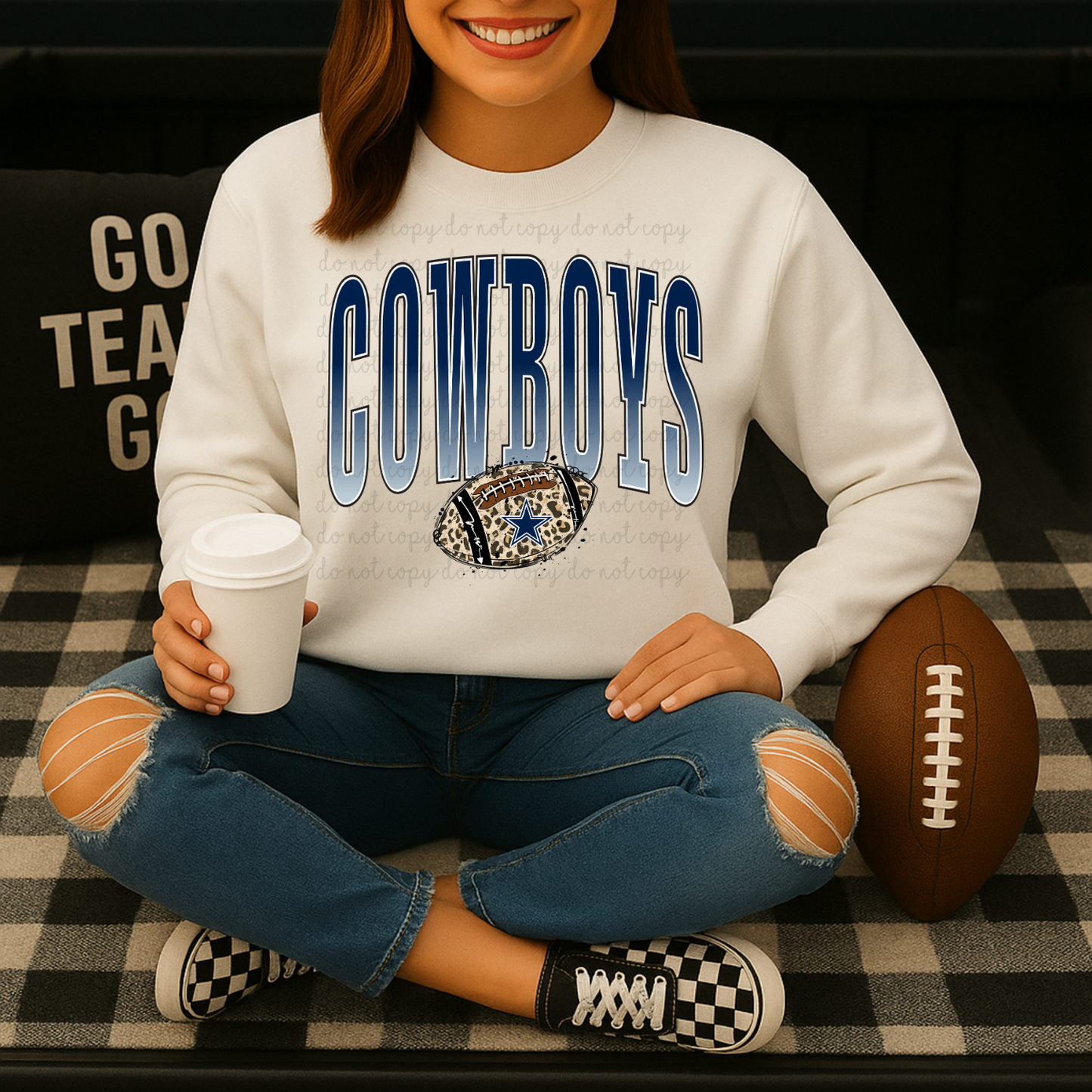Cowboys Leopard Print Football DTF Transfers