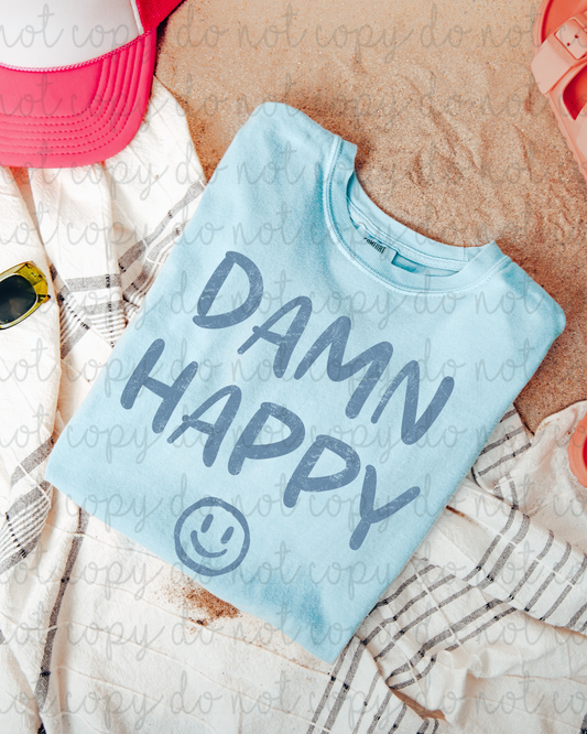 Damn Happy (Blue) DTF Transfer