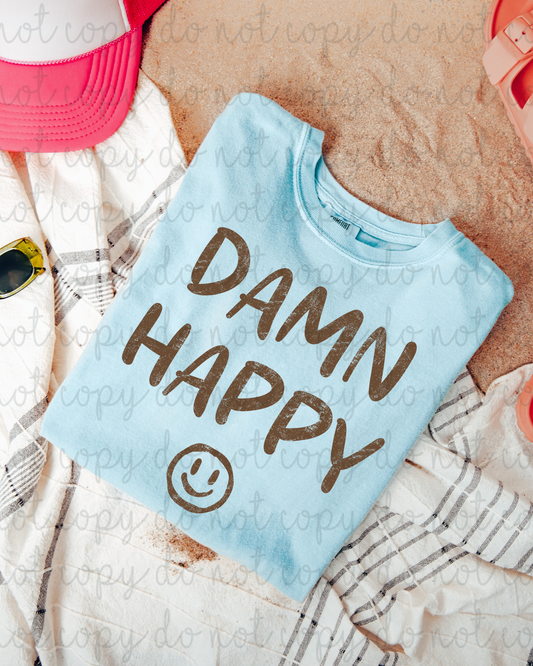 Damn Happy (Brown) DTF Transfer