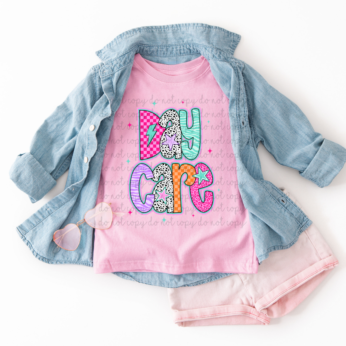 Daycare Retro Pink Stars DTF Transfers