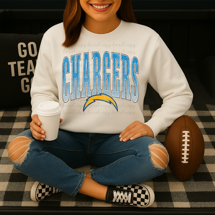 Distressed Chargers DTF Transfers
