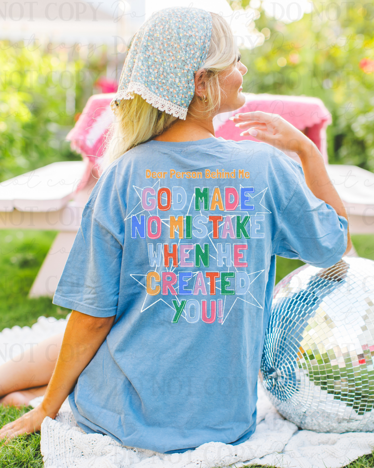 Distressed God Made No Mistake Stars (White) DTF Transfer