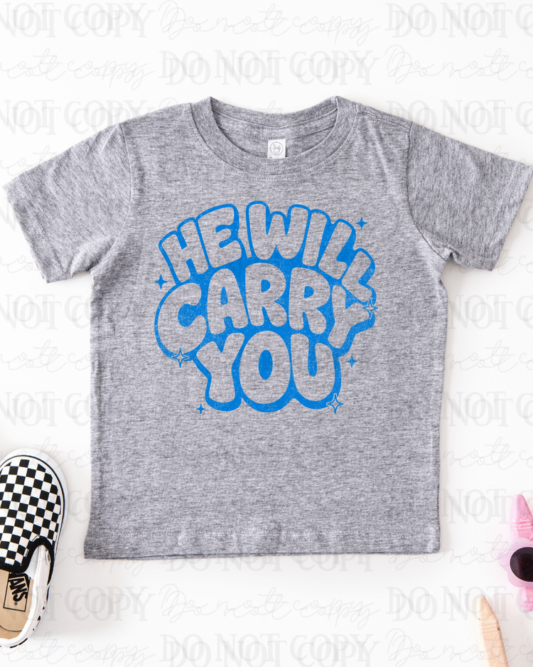 Distressed He Will Carry You (Blue) DTF Transfer