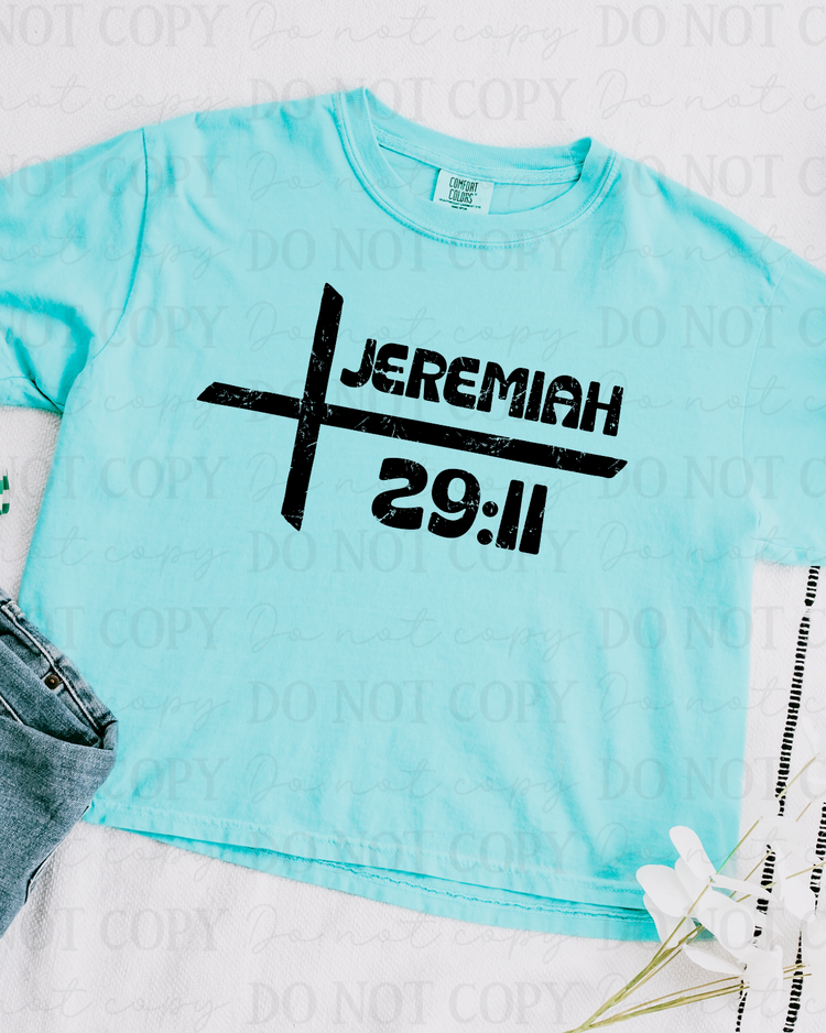 Distressed Jeremiah 29:11 (Black) DTF Transfer