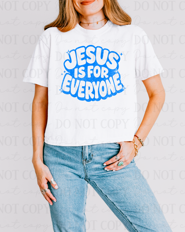 Distressed Jesus Is For Everyone (Blue) DTF Transfer