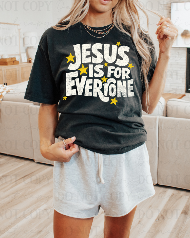 Distressed Stars Jesus Is For Everyone (White) DTF Transfer
