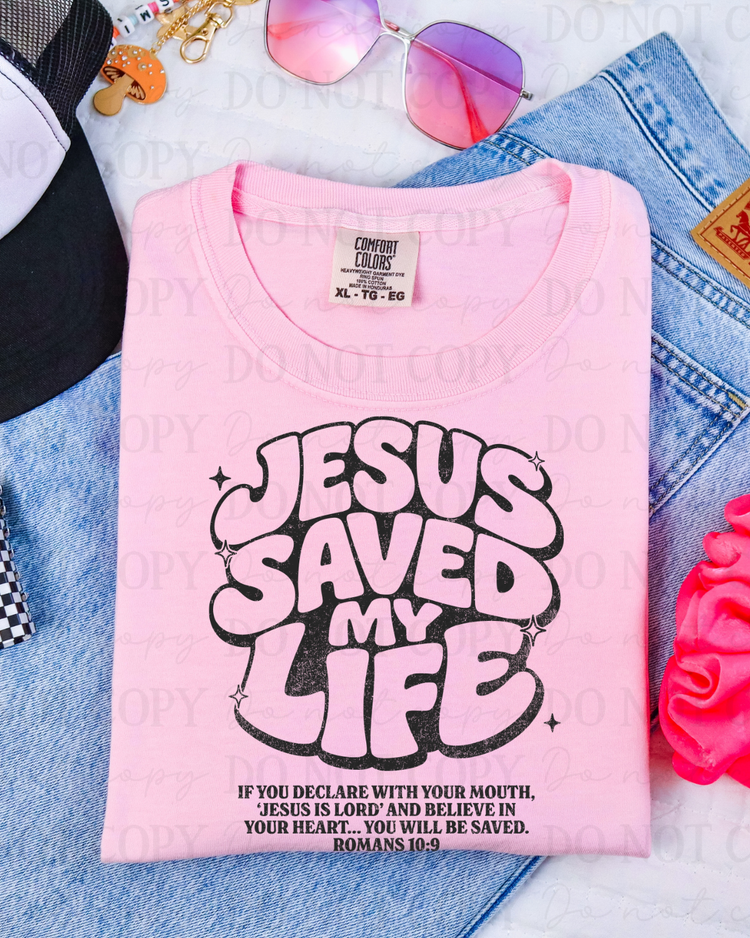 Distressed Jesus Saved My Life Verse (Black) DTF Transfer
