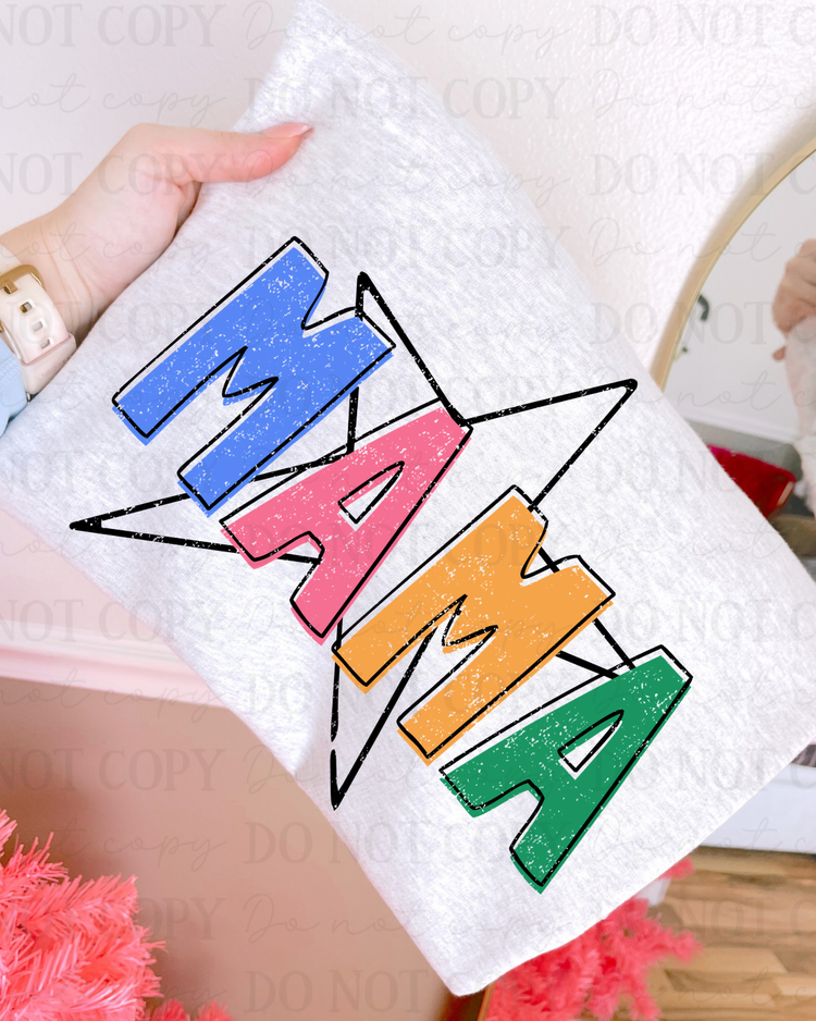 Distressed Mama Star (Black) DTF Transfer