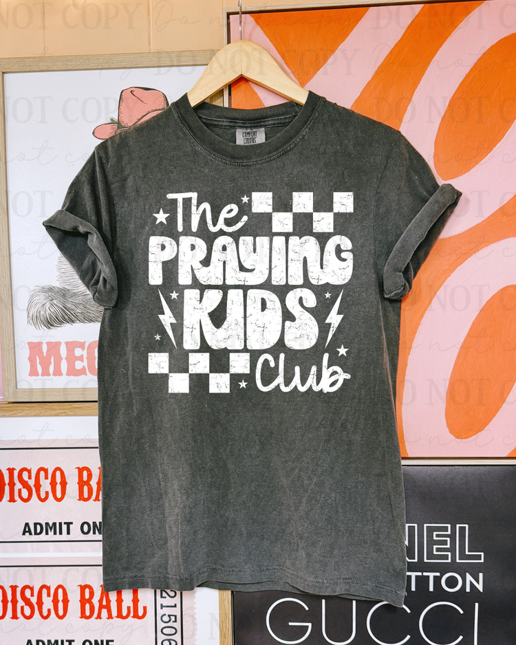 Distressed The Praying Kids Club (White) DTF Transfer