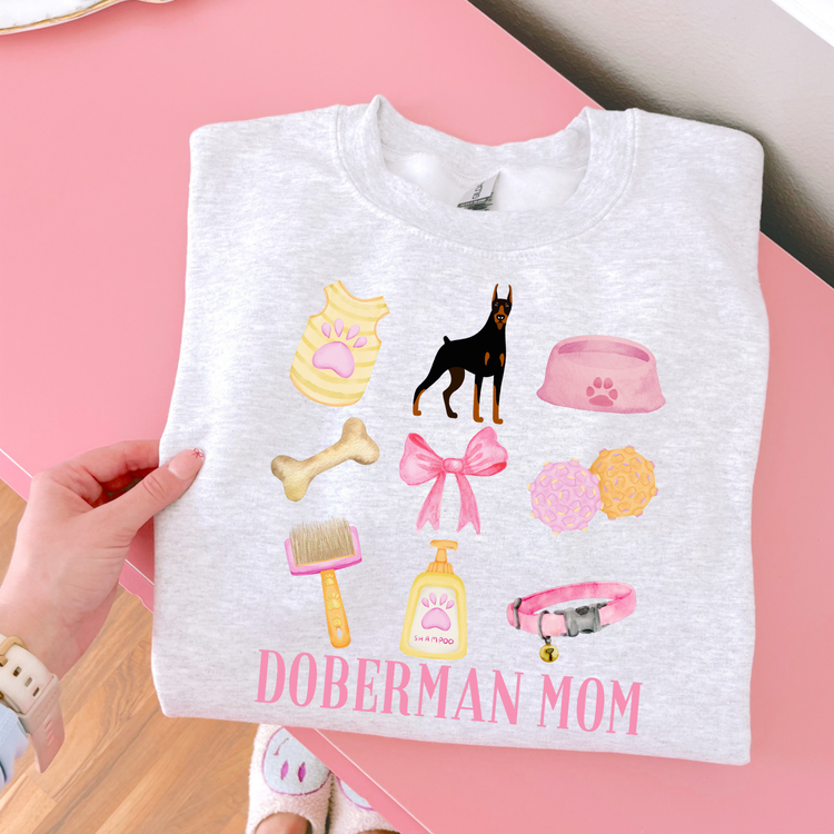 Doberman Mom Pink Collage DTF Transfer