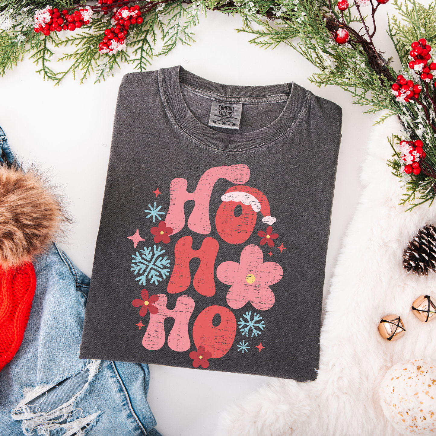 Retro Floral Ho Ho Ho DTF Transfer