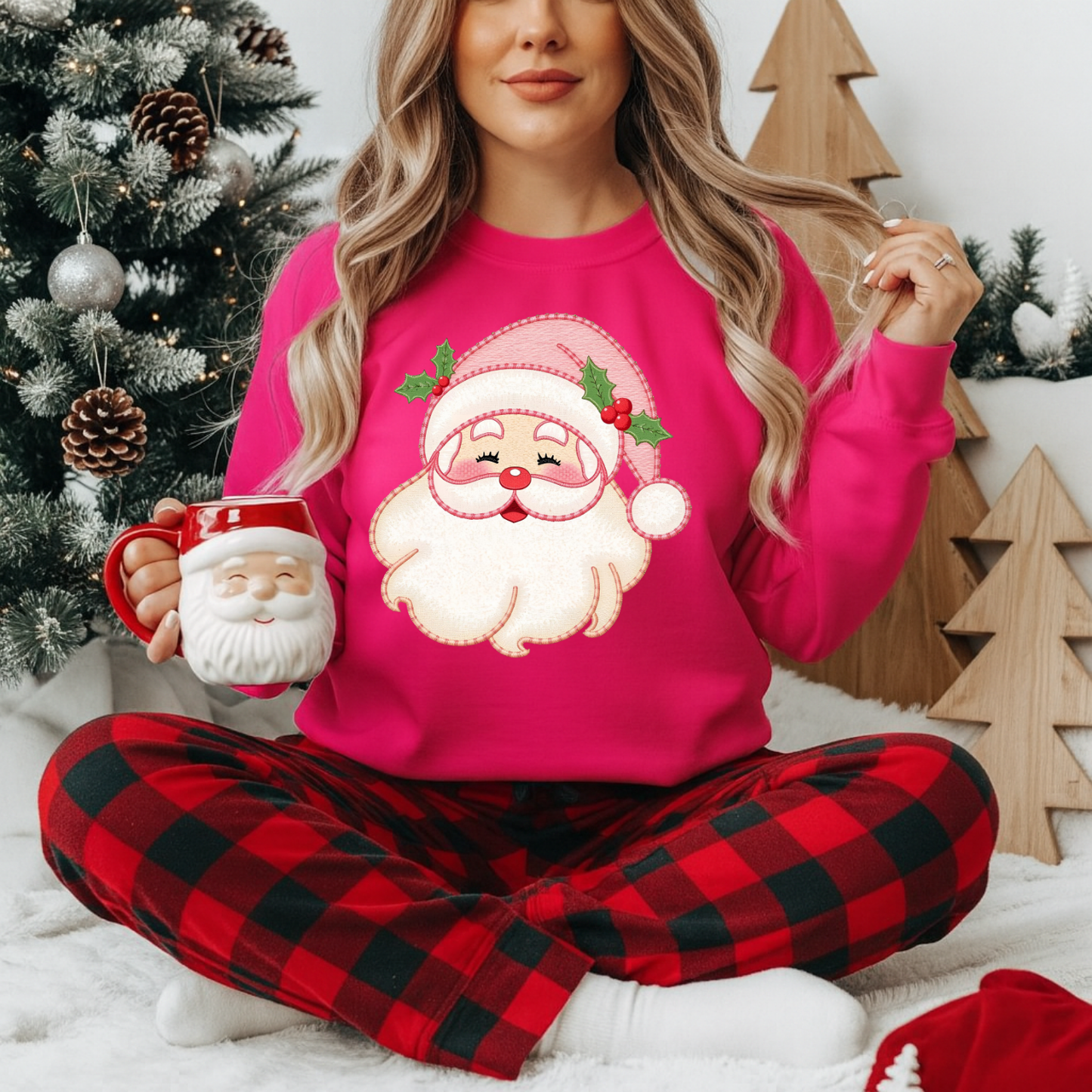 Faux Embroidery Santa DTF Transfer