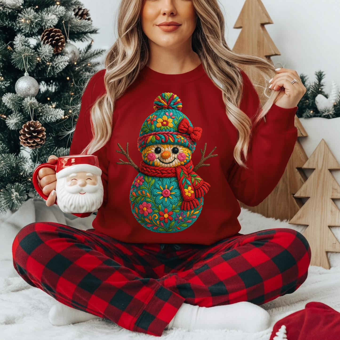 Faux Embroidery Snowman DTF Transfer