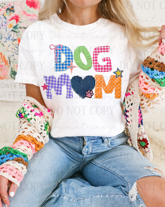 Faux Fabric Dog Mom DTF Transfer