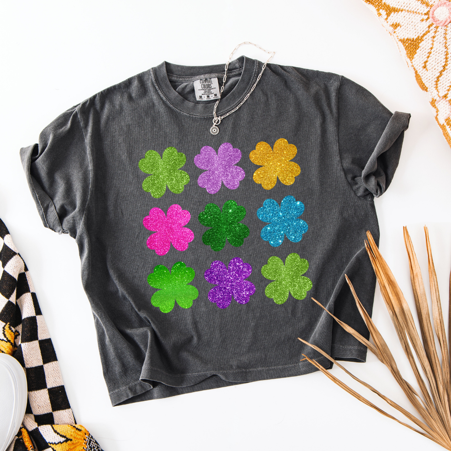 Faux Glitter Clovers DTF Transfer