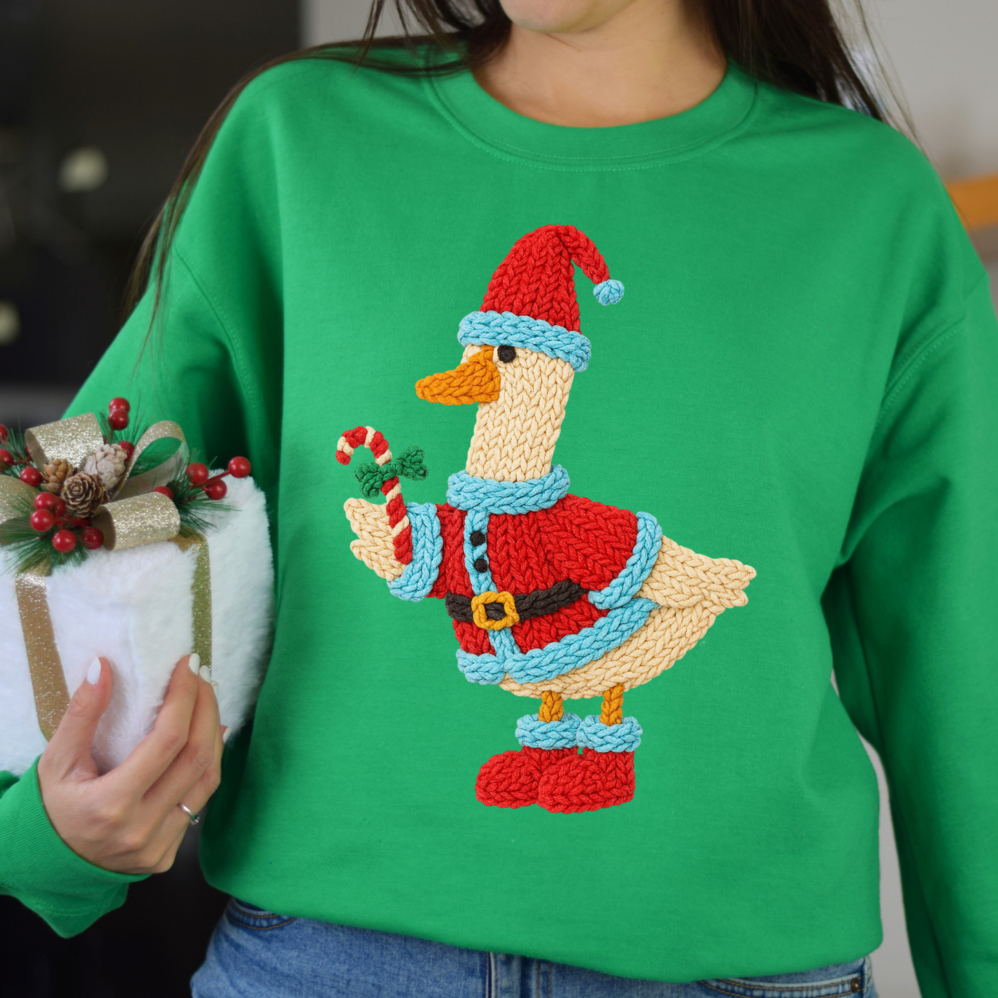 Faux Yarn Christmas Goose DTF Transfer