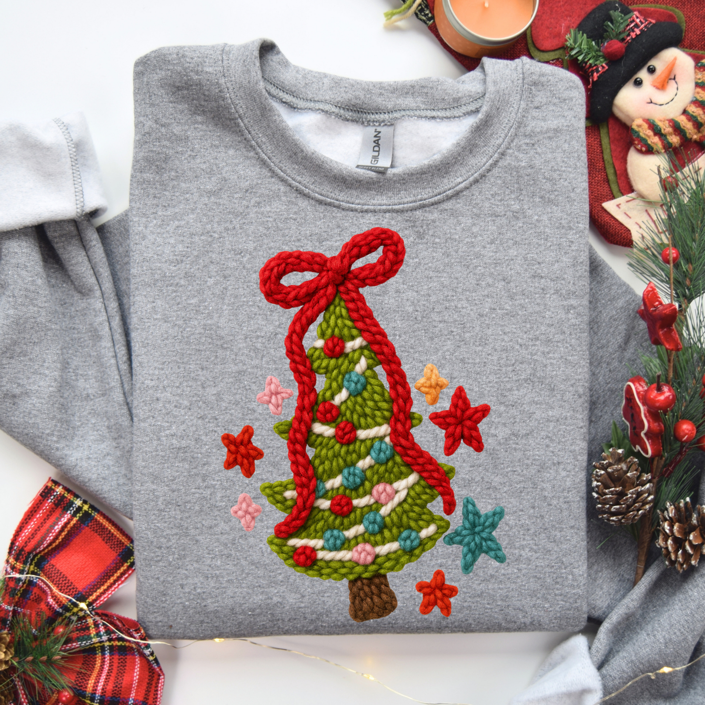 Faux Yarn Christmas Tree DTF Transfer